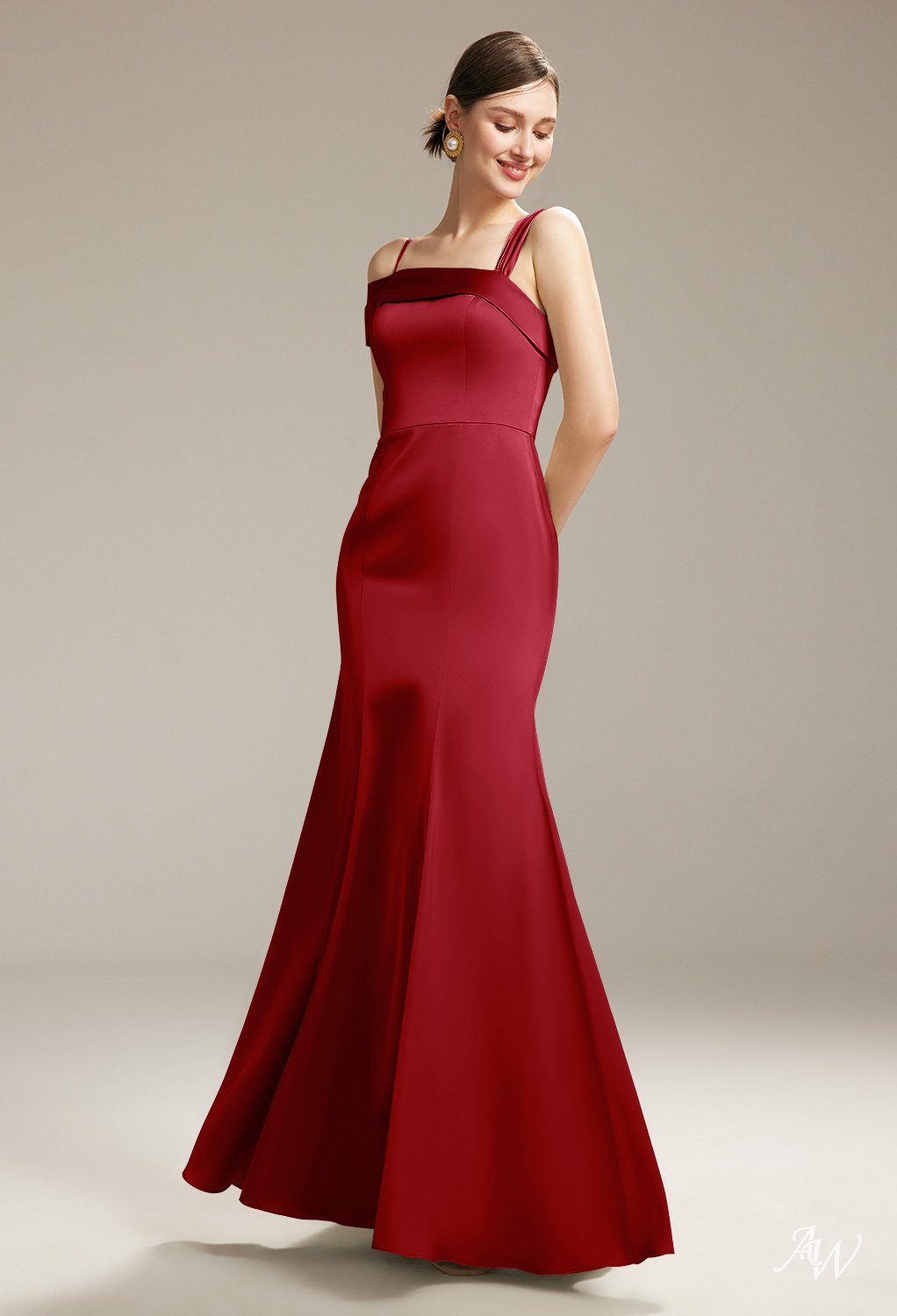 AW Poco Deep Claret Satin Charmeuse Bridesmaid Dresses image6